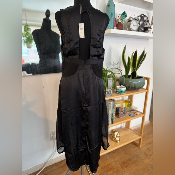 NWT Anthropologie Sheer Harness Dress Slip Dress Blk V Neck SZ M Whimsy Goth Y2K - Picture 5 of 6